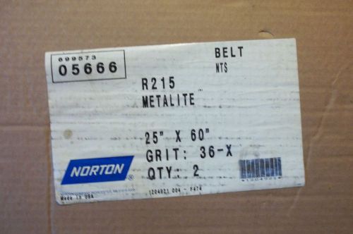 Norton 25x60&#034; R215 Metalite Abrasives Belt 36 Grit - 2 New in Box