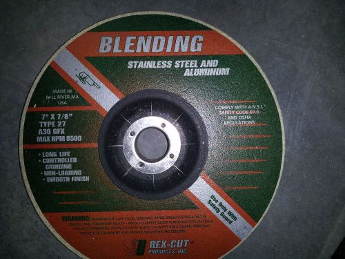 Rex-cut 7&#034;x7/8&#034; blending stainless and aluminum disc a36 gfx  type 27  i8 for sale