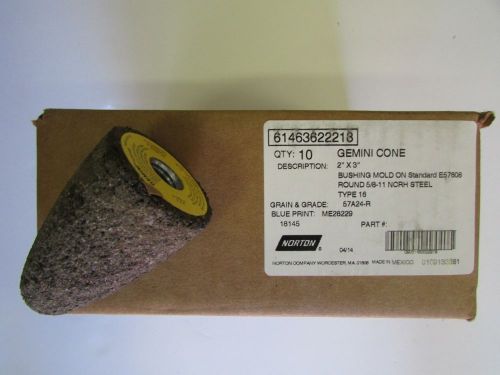 New Norton 2&#034; x 3&#034; x 5/8 -11 Grinding Cones 10 Per Box