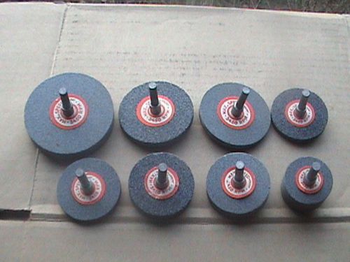 FULLER ABRASIVE WHEELS VARIOUS SIZES ALL 1/4&#034; SHAFT 8 PIECE LOT MACHINIST TOOL
