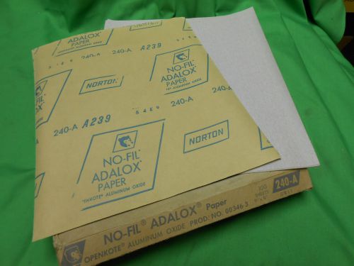 Lot of 25  Norton 9x11 Abrasive Paper Sheets 240-A  No-Fil Adalox