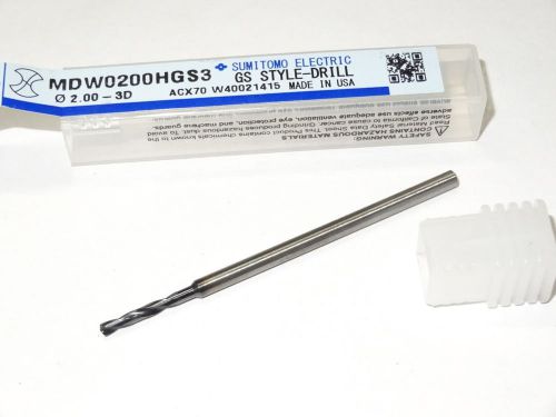 New sumitomo 2.00mm 3xd solid carbide oil coolant-thru stub length gs-drill pvd for sale