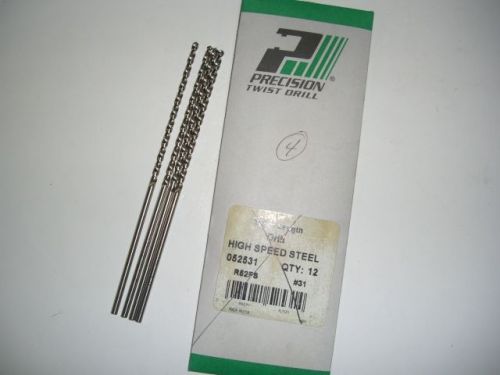 4 pcs Precision Twist Drills  #31 Taper Length R52FS Hi-Spiral Flutes HSS 052531