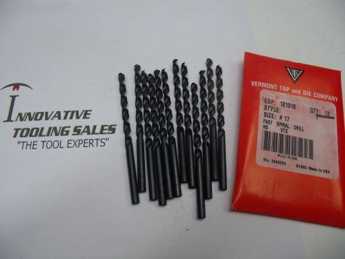 #17 jobber length hss drill fs black oxide vermont brand 12pcs for sale
