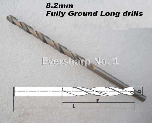 Lot New 5pcs Straight Shank HSS(M2) Twist drills Bits 8.2mm Long Jobber Drills