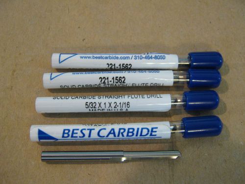 5/32(.1562)SOLID CARBIDE STRAIGHT FLUTE140DEG NOTCHED POINT DRILL BIT LOT of 5
