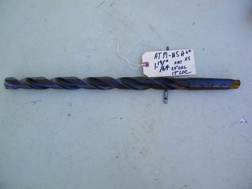 Atm- usa - 1 19/64&#034; #4 m/t -machinist drill bit hs-24,0 oal, 19.0 loc for sale