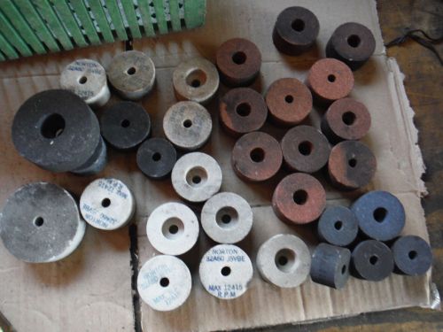 PILE OF NORTON AND OTHER METAL LATHE TOOL POST GRINDING WHEELS 3/8 ARBORS