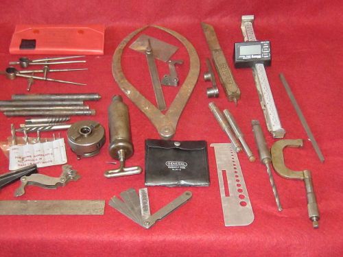 Machinist tools lot, Tool box leftovers LUFKIN, GENERAL , ASH etc, many mfgs