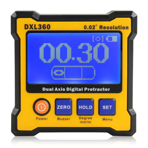 Dual Axis Digital Protractor DXL360 LCD W/ Backlight Inclinometer Angle Finder