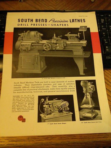 1950 SOUTH BEND LATHE DRILL PRESS &amp; SHAPER SALES SHEET  MACHINE SHOP