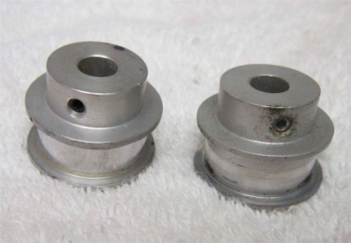 (2) 15/16&#034; ALUMINUM DRIVE FLAT BELT PULLEYS- 3/8&#034; WIDE WITH A 5/16&#034; CENTER