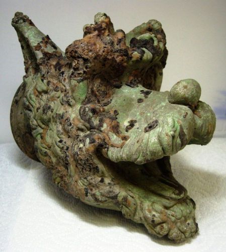 Early Cast Iron Dragon Foo Dog Rubber Toy Injection Mold Base Attachment