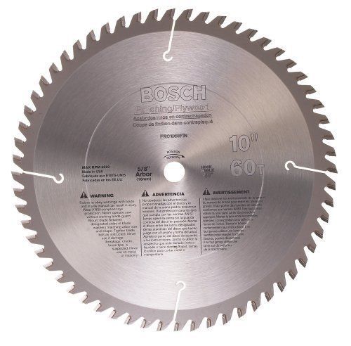 Bosch PRO1060FIN 10-in 60 Tooth ATB Plywood and Finishing Saw Blade W/ 5/8-in