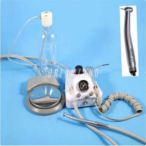 Portable dental air turbine unit air compressor 4hpedal w/ fast speed handpiece for sale