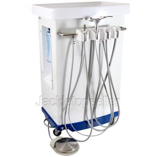 Dental portable delivery cart unit w/compressor +light cure+scaler handpiece for sale