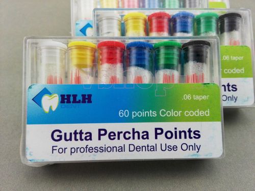 5pack dental hlh gutta percha points 0.06 taper points assorted 15-40# color v-1 for sale