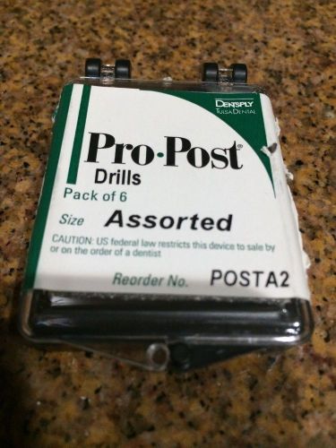 Pro-Post drills, Pack of 6, Assorted sizes 2-6, Dentsply Tulsa Dental ,Open Box