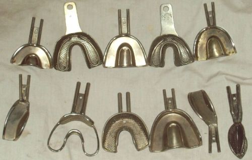 *used dental edentulous impression tray lot*perforated &amp; solid*plasticoll*coe*nr for sale