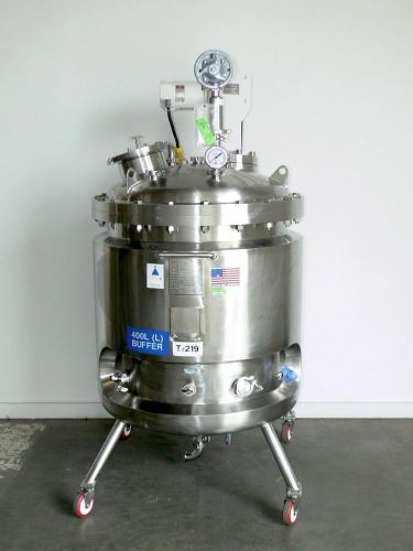 Precision stainless 400 liter jacketed bio-reactor  w/ top mixer &amp; pall filter for sale