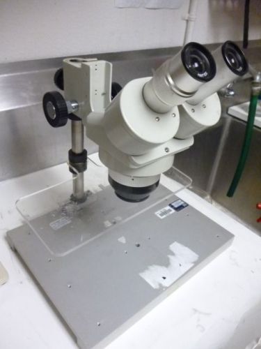 Meiji  techno emf stereo microscope on stage,  l129 for sale