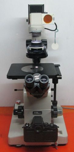 Nikon diaphot microscope with cfwn10x/20, 40dic 20dic 10dic &amp; dic lwd0.52 for sale
