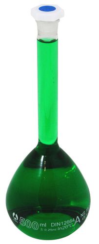 500ml volumetric glass flask with shatterproof plastic stopper for sale
