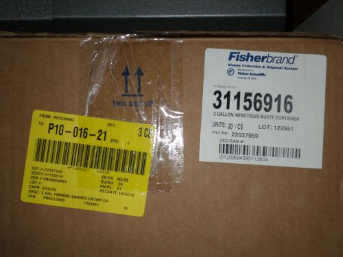 Fisherbrand 2 gallon infectious regulated medical waste container new 22037959