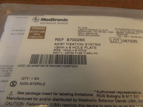 Medtronic 8700286  Axis Fixation System 13mm x 6 hole