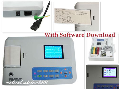 New 3-channel 12-lead ecg ekg machine electrocardiograph + free software printer for sale