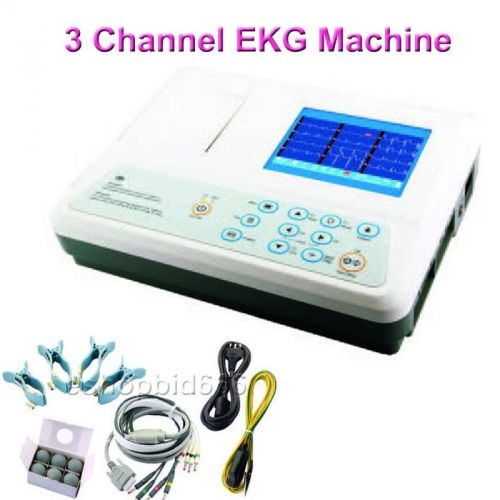 Portable 5 inch  3 Channel Color LCD Digital Electrocardiograph ECG EKG Machine