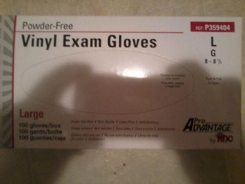 BOX of 100 Powder-Free Vinyl Exam Gloves Large Ref: P359404 Pro Advantage