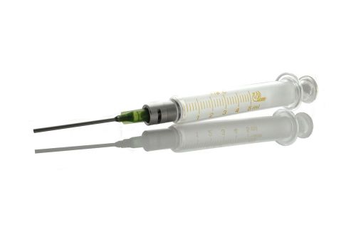 5ml glass syringe luer lock metal head interchangeable 14 gauge blunt tip needle for sale