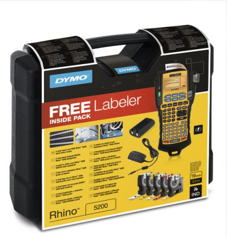 Dymo rhino 5200 labeller machine carry case 5 tapes electricians installers bnib for sale
