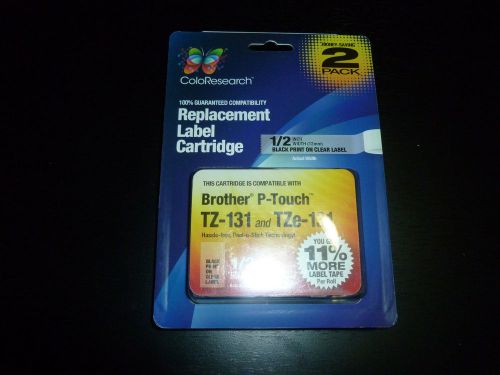 Color Research 1/2&#034; Black Print on Clear Label Compatible with Brother P-Touch