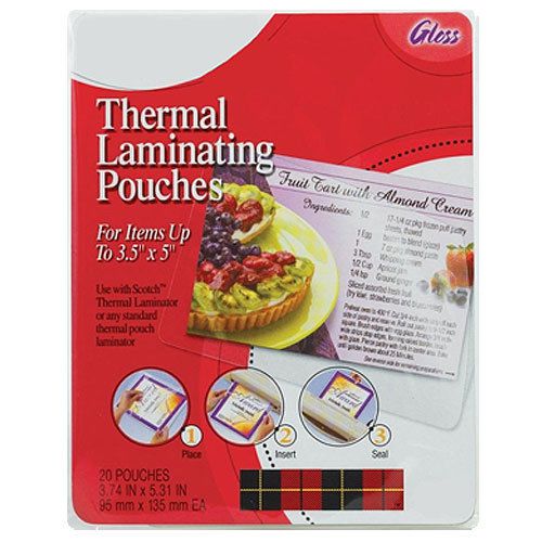 3m scotch thermal laminating pouches 3.5&#034;x5&#034; 20-pack for sale