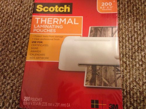 Scotch Thermal Laminating Pouches, 8.5 Inches x 11 Inches, 200 Pouches,3M  New