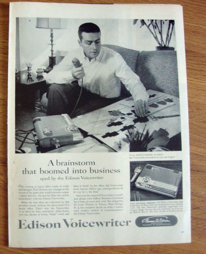 1956 Edison Voicewriter Ad  A Brainstorm that boomed into Business