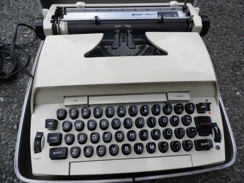 Sears power return electric 10 portable typewriter 2-tone lt &amp; dk. gray vintage for sale