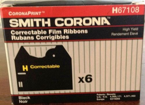 Genuine Smith Corona H67108 Six Pack Correctable Black Film Ribbons (Brand New)