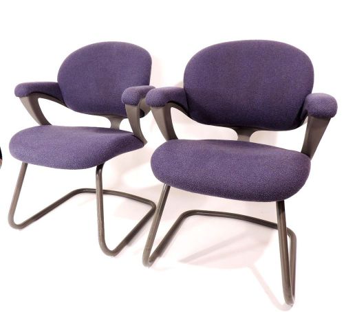 Set of 2 Herman Miller Avian Sled Base Side arm Chairs Contemporary AV40 Purple