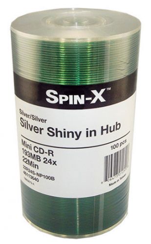 200 Spin-X Mini CD-R Silver Shiny Thermal Hub Printable Recordable CD CDR Media