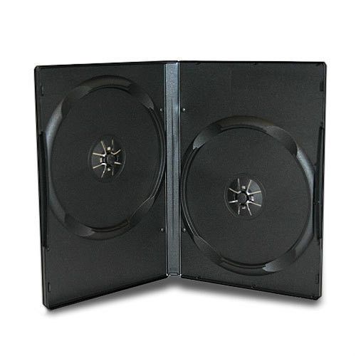 100 Black Double 14mm DVD Storage Case Movie Holder Box +Plastic Wrap +Free Ship