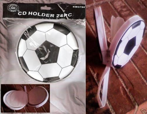Portable carrying cd case holder: soccer ball with handle: holds 24 cd&#039;s / dvd&#039;s for sale