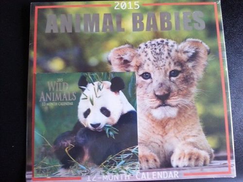 Calendar 2015 Animal Babies Wall 12-Month Mini Wild Animal New