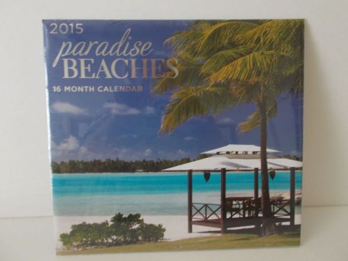 2015 16 Month &#034;Paradise Beaches&#034; 11&#034;x 12&#034; Closed Wall Calendar NEW &amp; SEALED