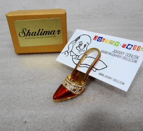 Shalimar Crystal Red Gold High Heel Business Card Holder with Swarovski Elements