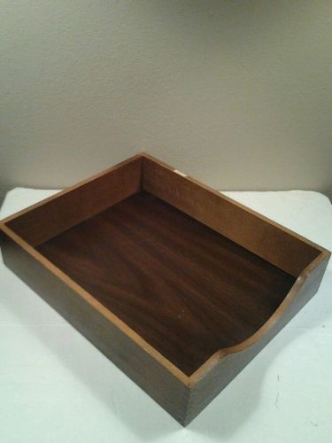 Vintage Wood Dovetail Office Desk Tray, In Out Box