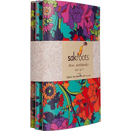 Sakroots Artist Circle Notebook Set - Aqua Flower Power Desk Top Accessorie NEW