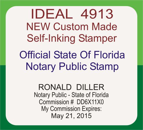 Custom Official NOTARY PUBLIC FLORIDA Self Inking Rubber Stamp 4913 black